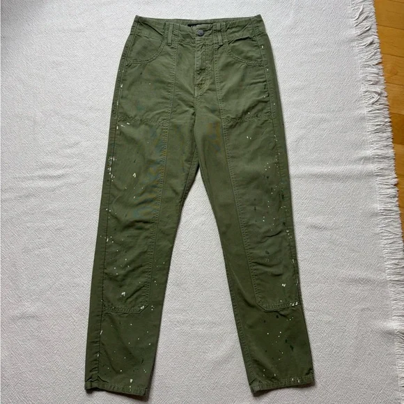 Veronica Beard Arya Jeans Paint Splash Clover Oliver Green Crop 25 - Picture 2 of 10